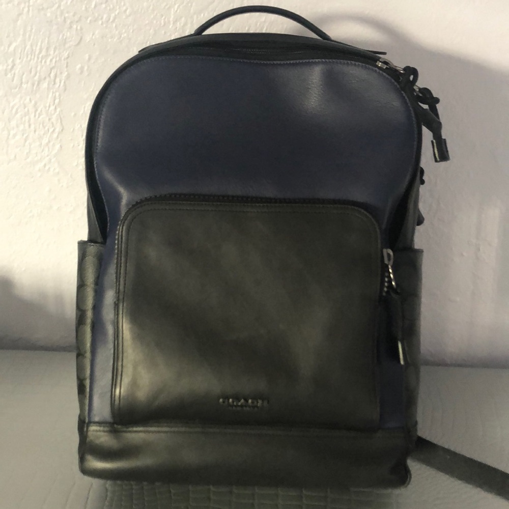 Coach Two Tone Color-block Leather Backpack